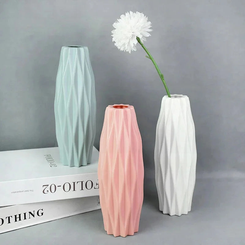 Diamond Pattern Faux Ceramic Vase - Decorsimplycity