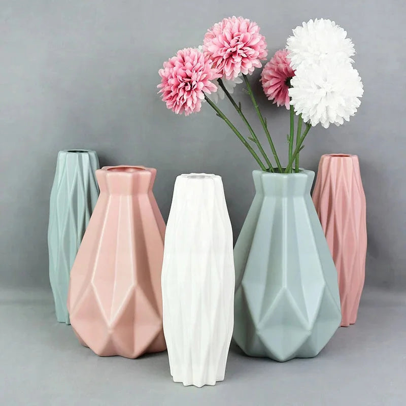 Diamond Pattern Faux Ceramic Vase - Decorsimplycity